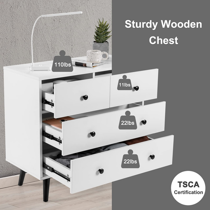 Giantex 4 Drawer Chest Dresser w/Spacious Drawers &amp; Metal Handles