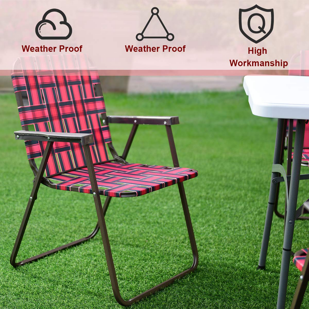 Giantex Folding Lawn Chairs Set of 6 Outdoor Portable Beach Chair W/Stable Steel Frame