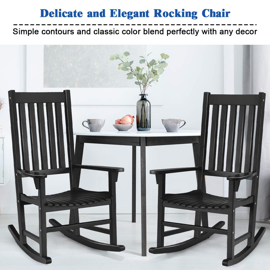 Giantex Rocking Chair Acacia Wood Frame Outdoor&amp; Indoor