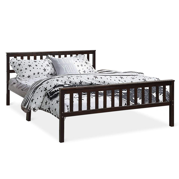 Giantex Queen Size Wood Slats Great Support with Six Legs, No Box Spring Needed, Antique Espresso