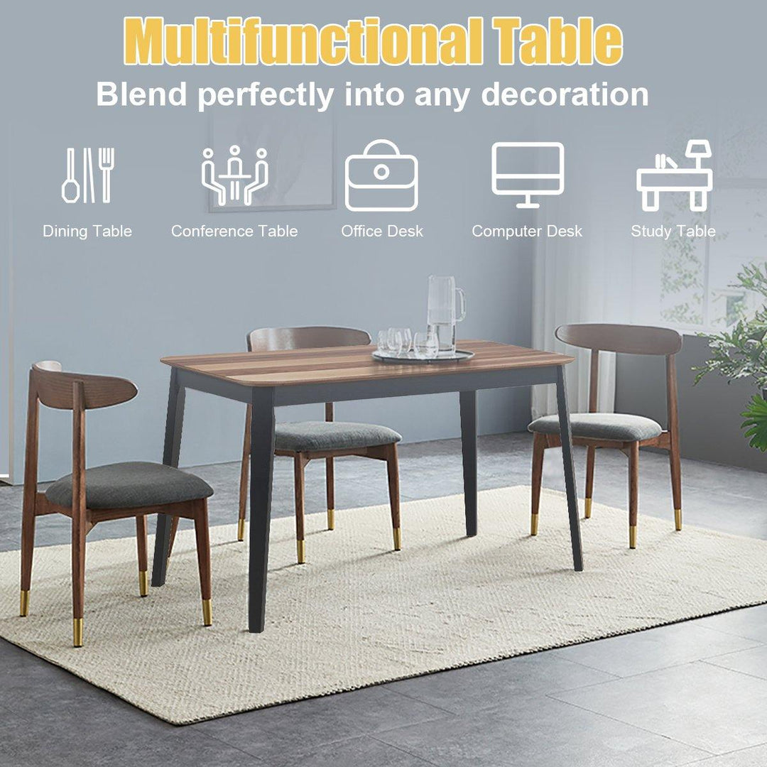 Wood Dining Table, Rectangular Kitchen Table (Walnut &amp; Black) - Giantexus