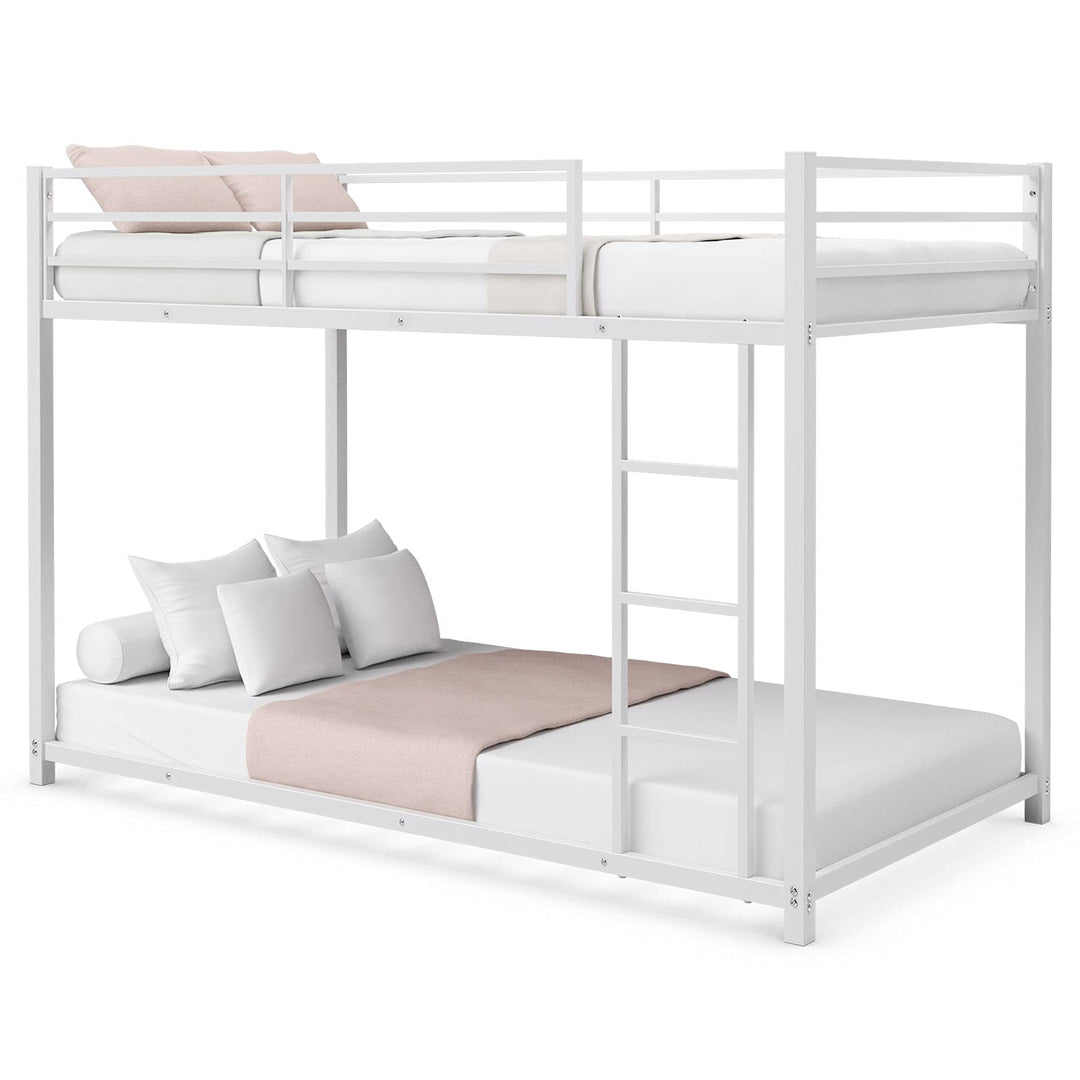 Classic Bunk Bed Frame with Safety Guard Rails &amp; Side Ladder