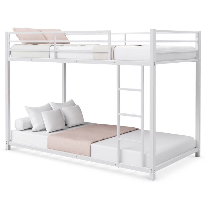 Classic Bunk Bed Frame with Safety Guard Rails &amp; Side Ladder