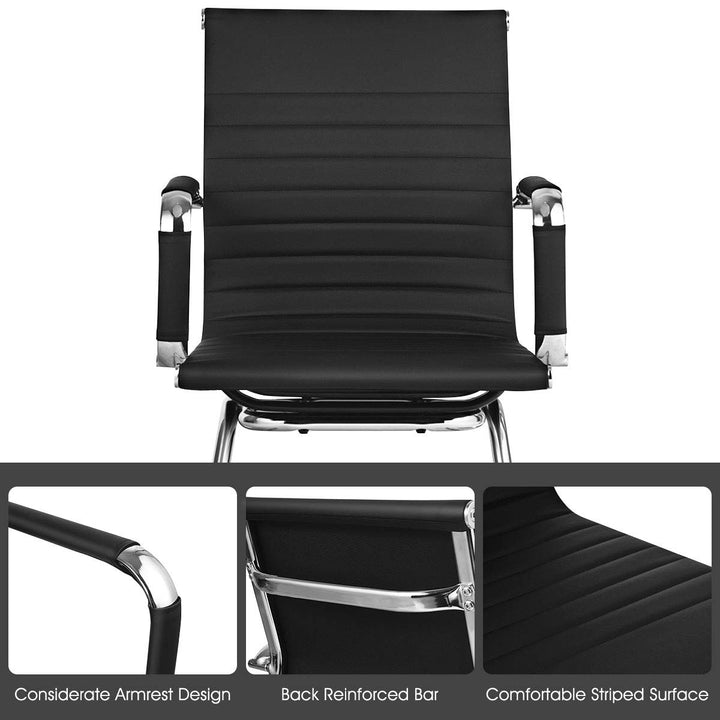 Giantex Conference Chair Set of 4 Heavy Duty PU Leather W/Protective Arm Sleeves