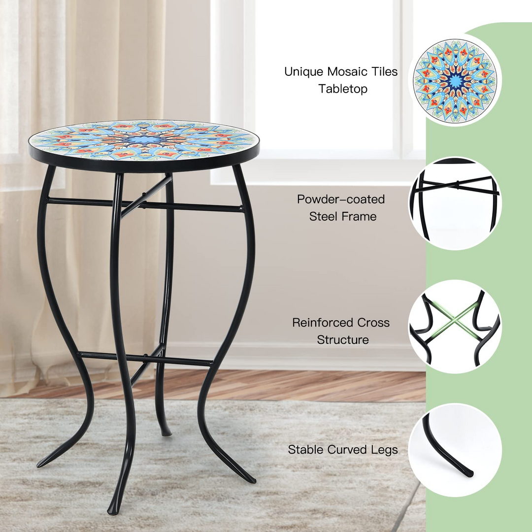 Giantex Folding Mosaic Patio Table, 14&