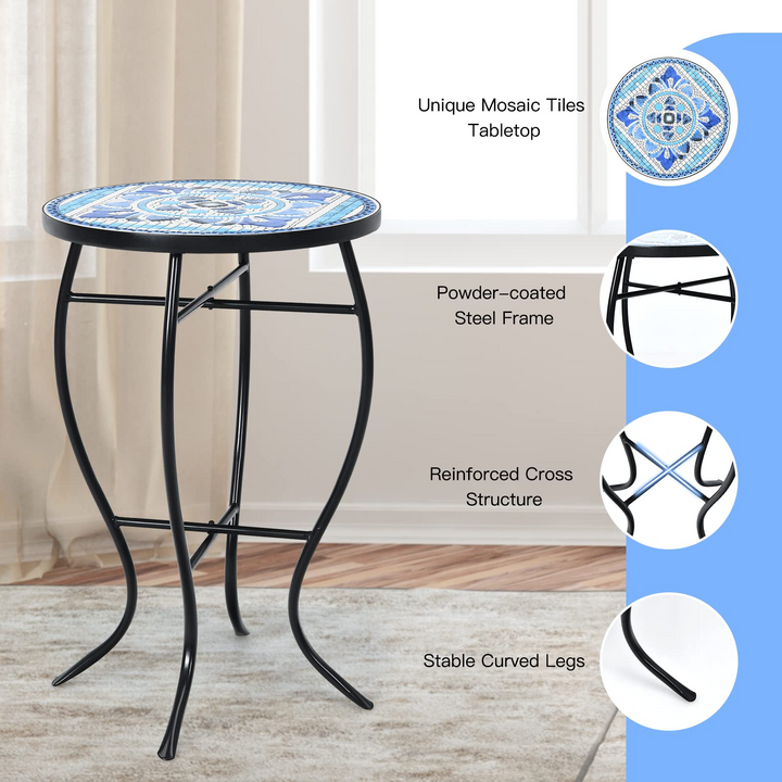 Giantex Folding Mosaic Patio Table, 14&
