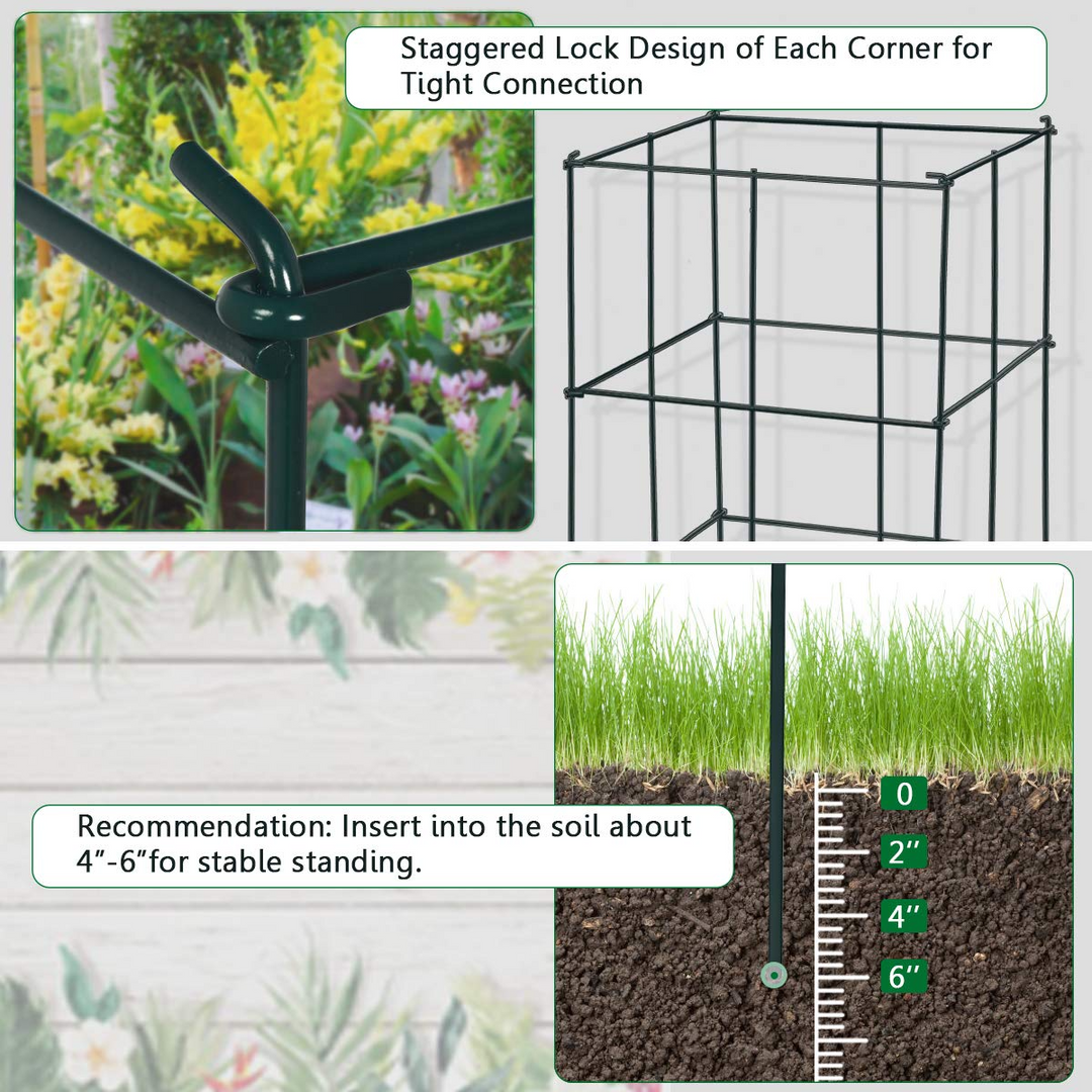 Giantex Pack of 4 Plant Cage Support, Tomato Stakes and Cages (16&