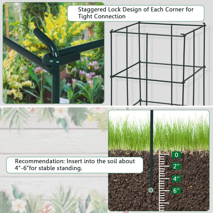 Giantex Pack of 4 Plant Cage Support, Tomato Stakes and Cages (16&
