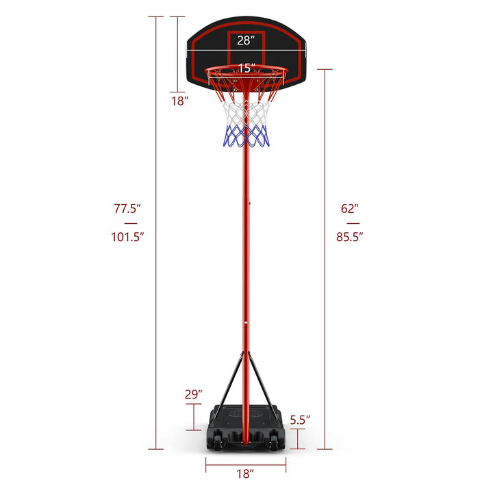 Giantex Portable Basketball Hoop Adjustable Height 6.5 - 8.5 FT, Backboard System Stand with 2 Wheels