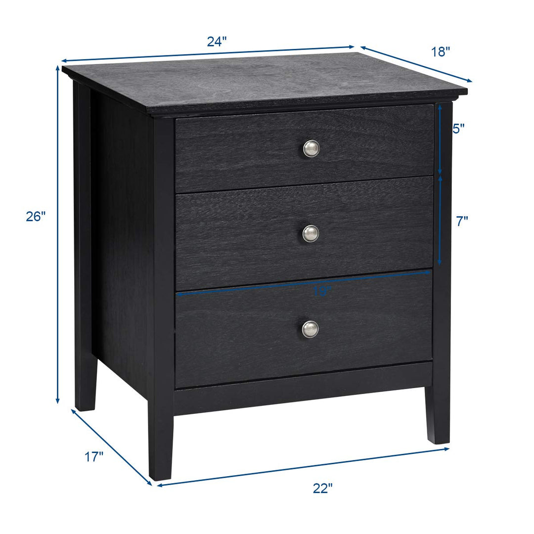 Giantex Nightstand with Drawers Solid Structure Side Table for Storage Bedroom