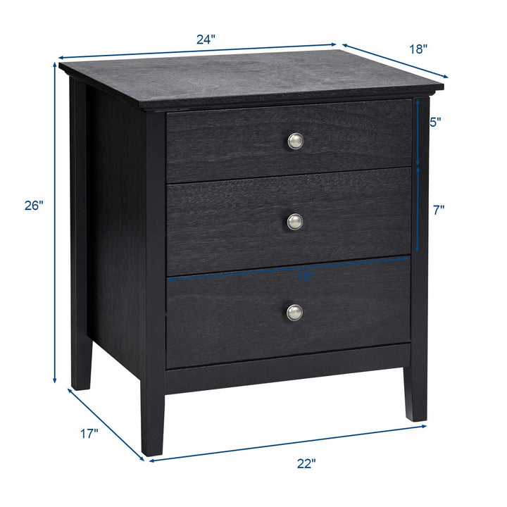 Giantex Nightstand with Drawers Solid Structure Side Table for Storage Bedroom