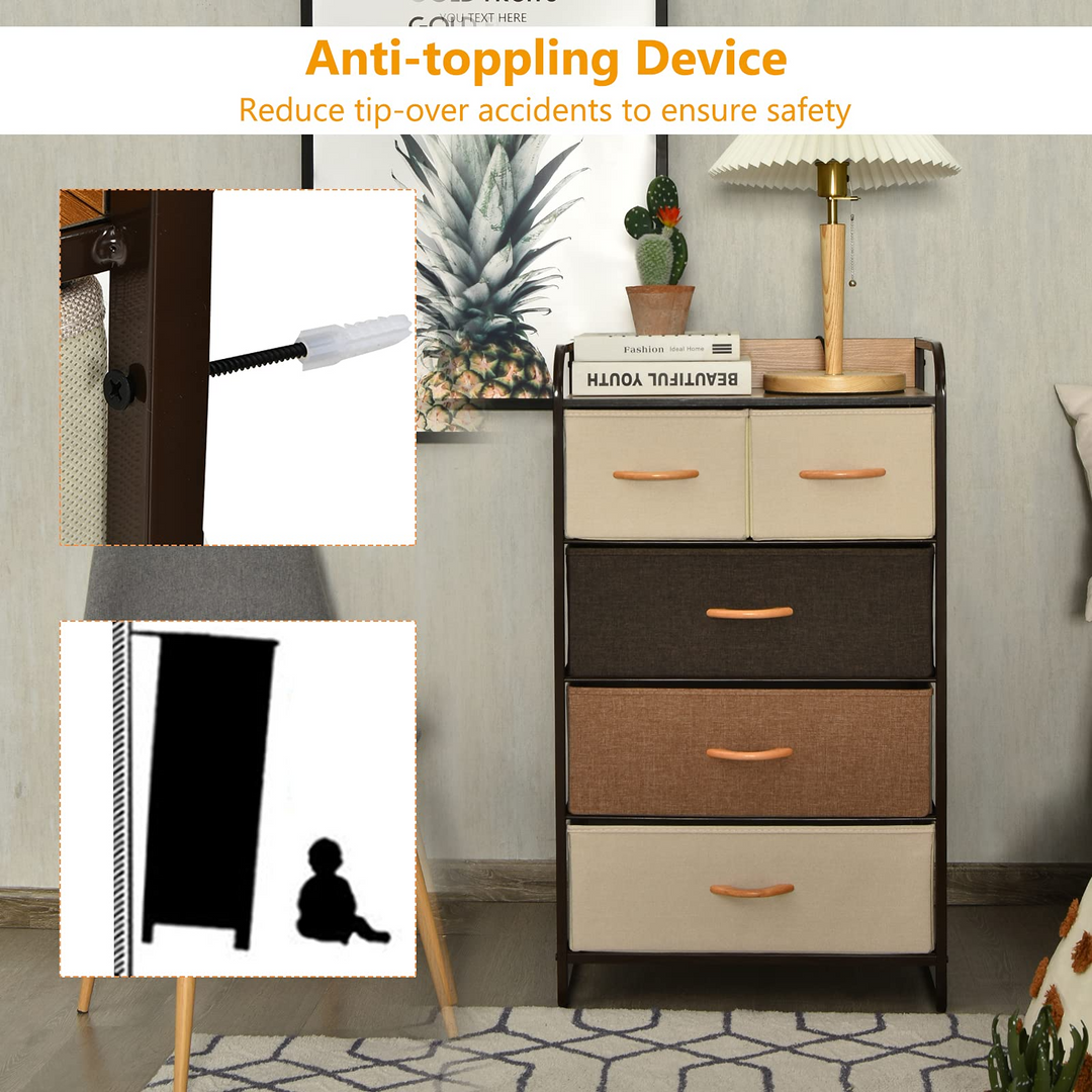 Giantex Sturdy Steel Frame &amp; Wooden Top Vertical Organizer Unit for Closets, Bedroom Utility Dresser Chest (23 x 11.5 x 39 inch)