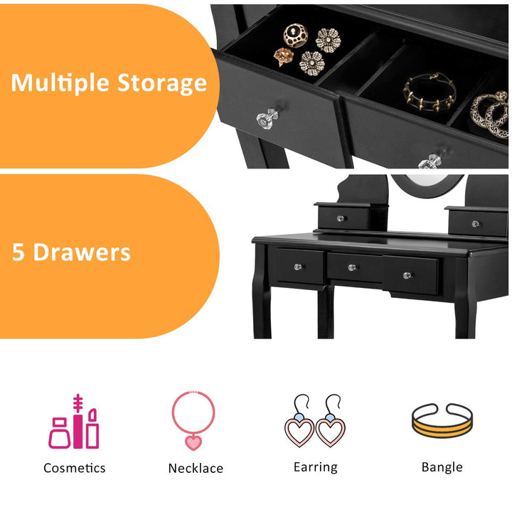Giantex Makeup Dressing Table Large Storage with 5 Drawers