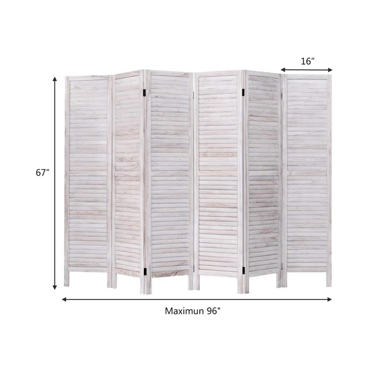 6 Panel Wood Room Divider, 5.6 Ft Tall Oriental Folding Freestanding Partition Privicy Room Dividers Screen for Home (White) - Giantexus