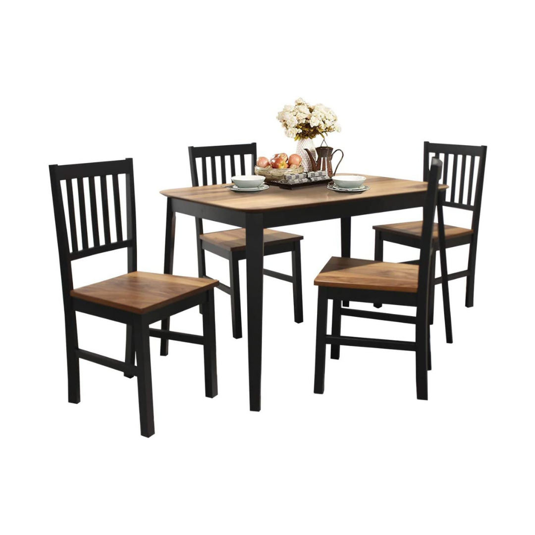 Giantex 5 Piece Dining Set with 4 Chairs,Dining Kitchen Table Set for 4 Person (Walnut &amp; Black)