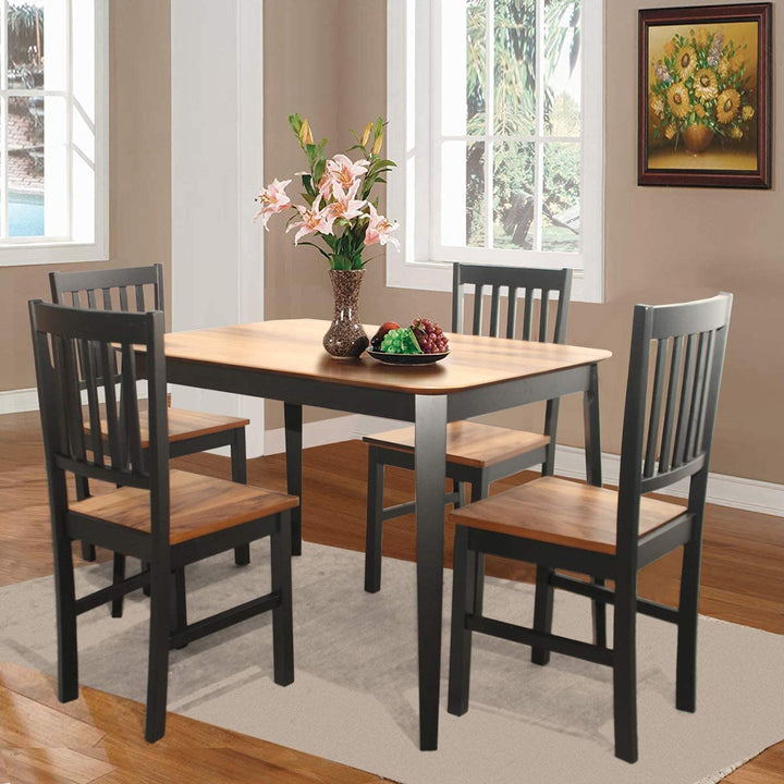 Giantex 5 Piece Dining Set with 4 Chairs,Dining Kitchen Table Set for 4 Person (Walnut &amp; Black)