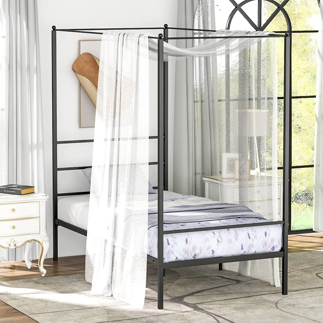 Giantex Full Size Metal Canopy Bed Frame, Modern Platform Bed Frame with 4 Poster &amp; Headboard