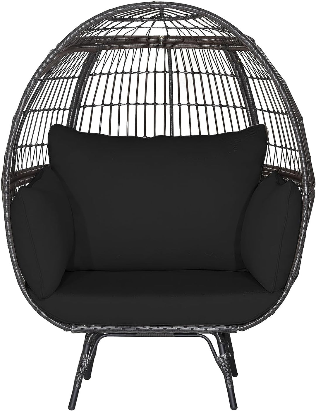 Giantex PE Rattan Egg Chair - Oversized Hammock Chair with Thick Cushions &amp; Sturdy Metal Frame
