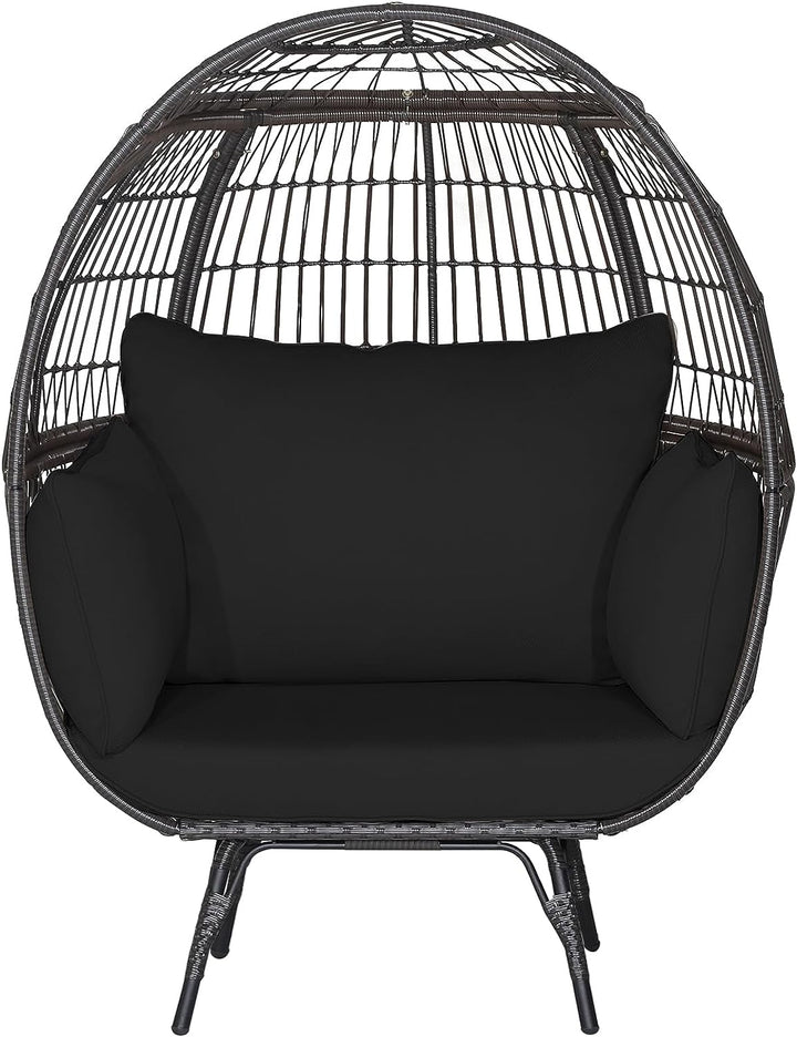 Giantex PE Rattan Egg Chair - Oversized Hammock Chair with Thick Cushions &amp; Sturdy Metal Frame