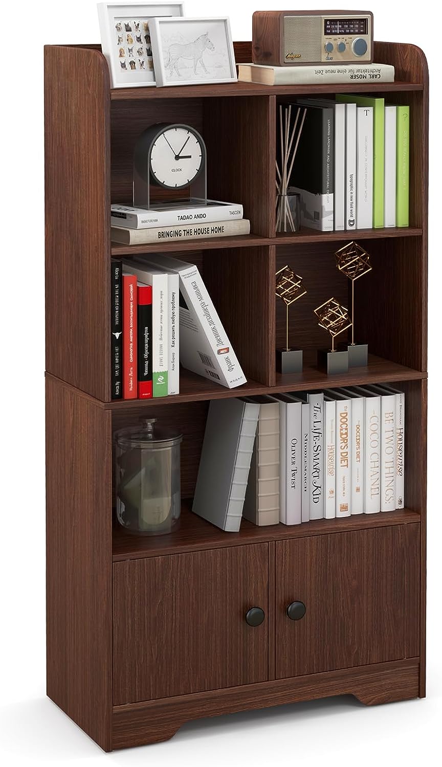 Giantex 4-Tier Bookcase with Doors, 47.5&