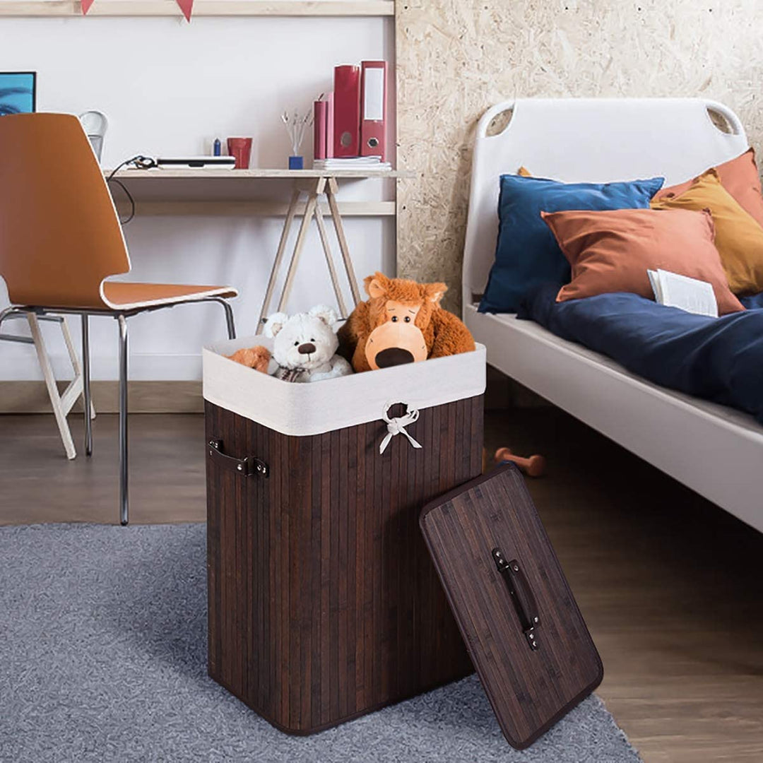 Laundry Hamper Bamboo Laundry Basket, Clothes Hamper with Lid and Removable