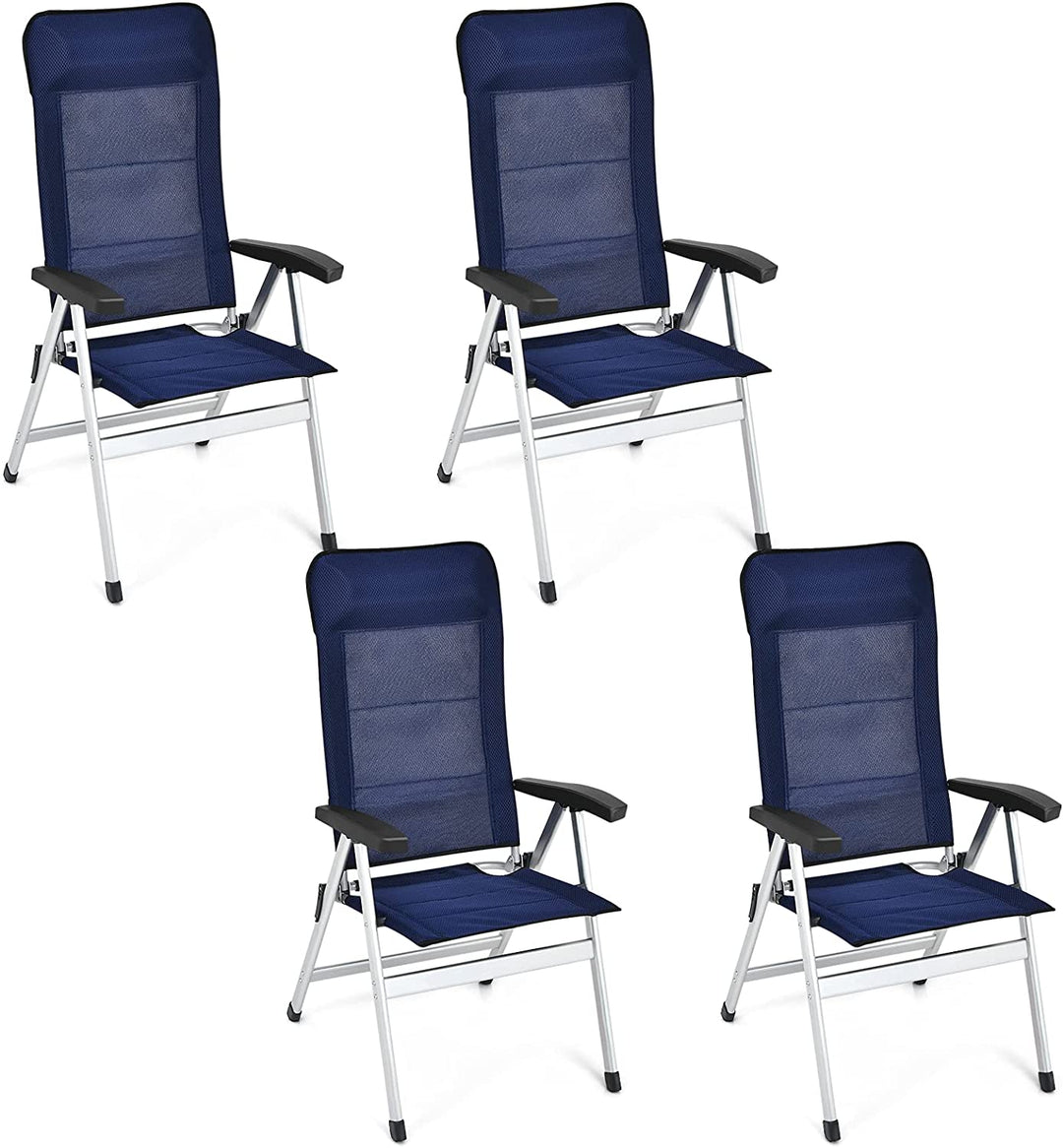 Giantex Patio Dining Chair with Adjust Portable Headrest-Blue