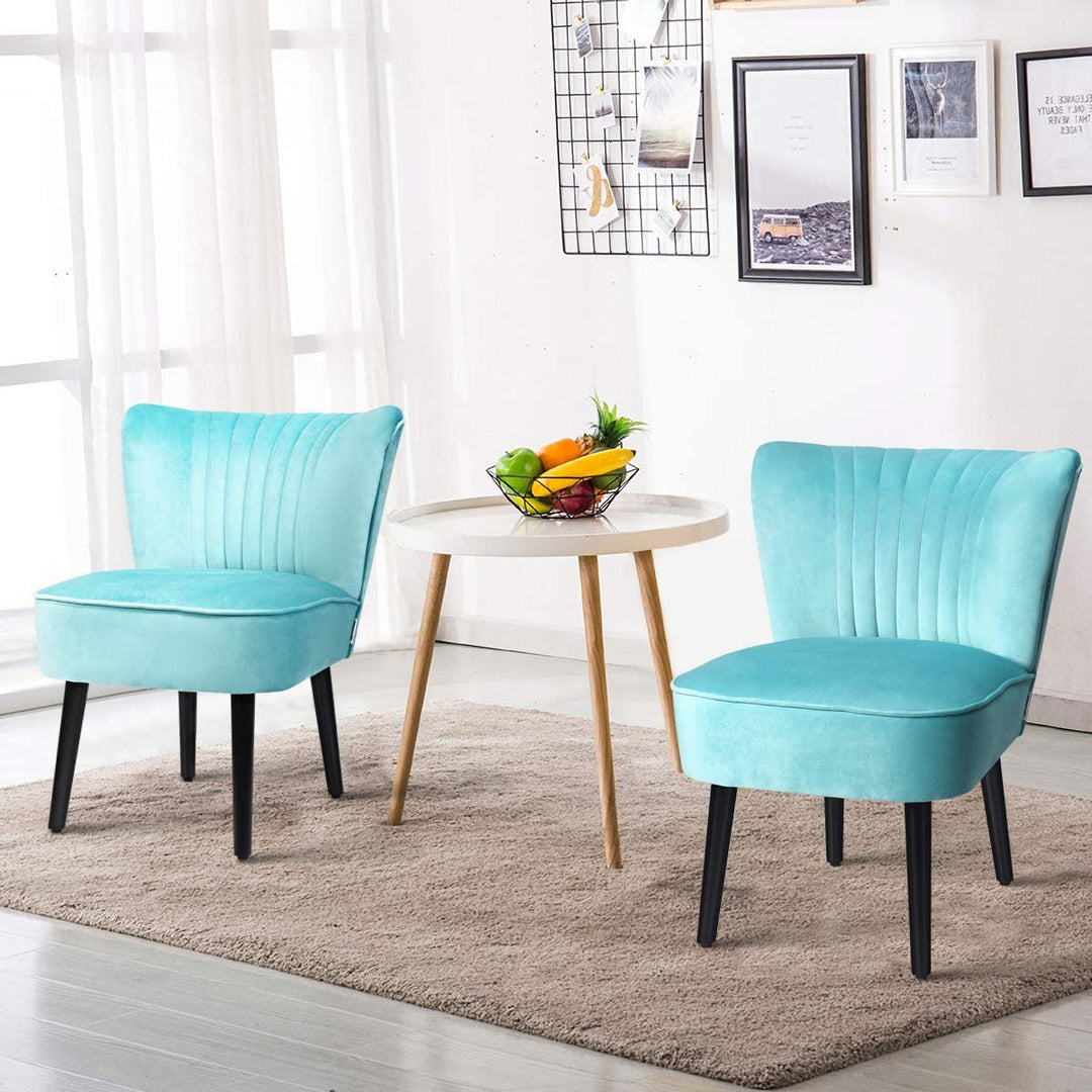 Set of 2 Velvet Accent Chair, Upholstered Modern Leisure Club Chairs w/ Solid Wood Legs - Giantexus