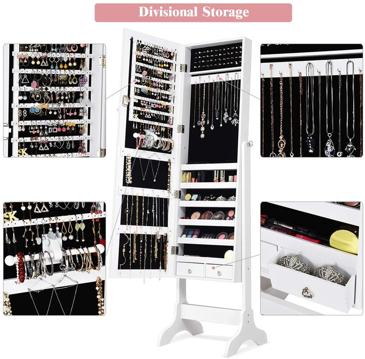 Lockable Standing Jewelry Armoire with Full Length Mirror - Giantex