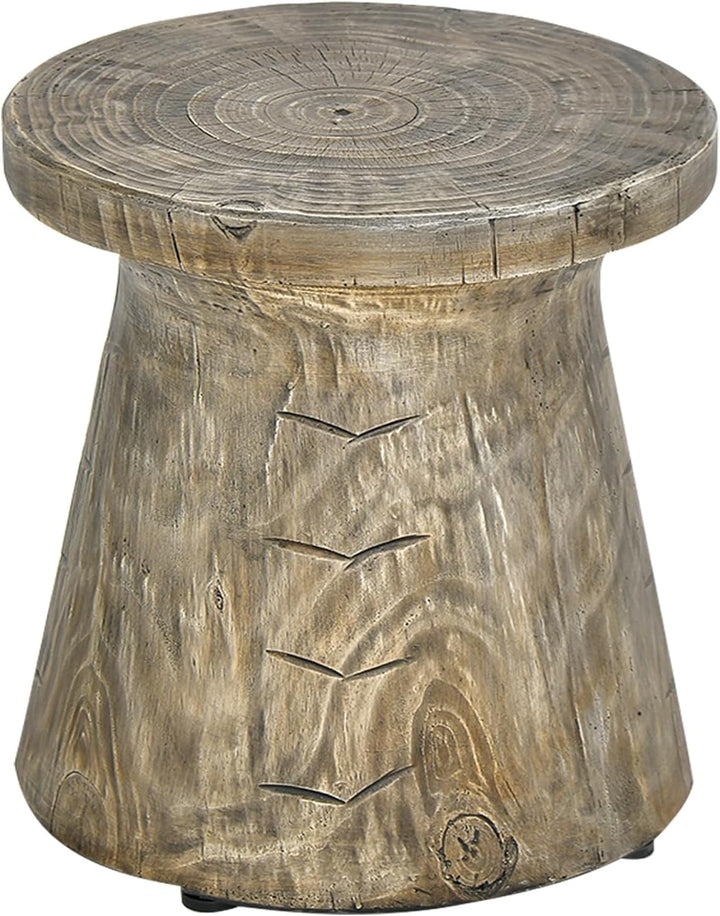 Giantex Hourglass-Shaped Outdoor Side Table - 14.5”D x 17”H Hollow Garden Stool W/Wood Grain