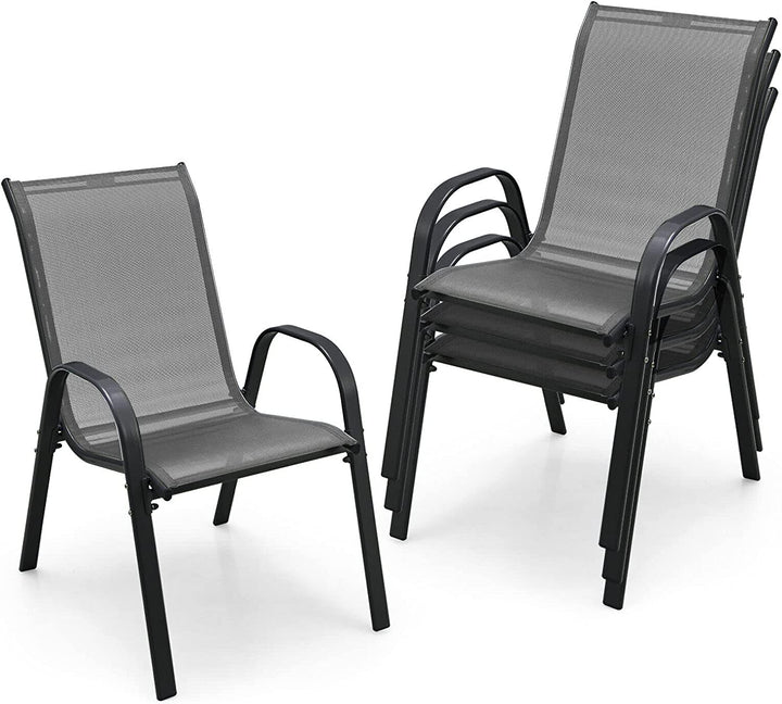 Giantex Set of 4 Patio Chairs, Stackable Outdoor Dining Chairs