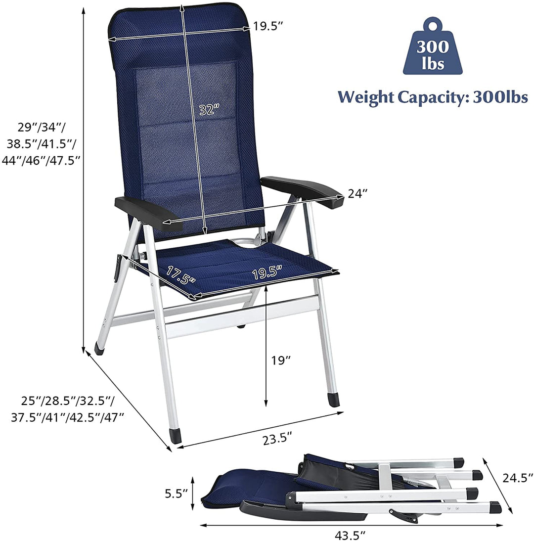 Giantex Patio Dining Chair with Adjust Portable Headrest-Blue