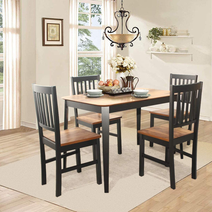 Giantex 5 Piece Dining Set with 4 Chairs,Dining Kitchen Table Set for 4 Person (Walnut &amp; Black)