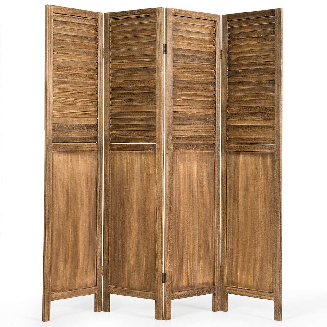 4 Panel 6 ft Wooden Room Divider, Portable Partition Screen - Giantexus