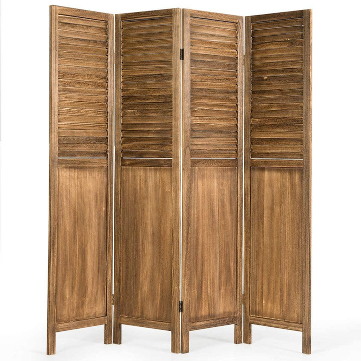 4 Panel 6 ft Wooden Room Divider, Portable Partition Screen - Giantexus