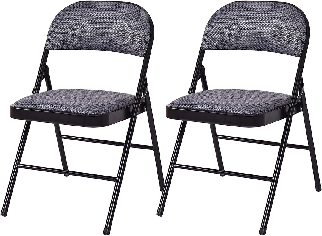 2/4/6 Pack Folding Chairs with Metal Frame and Fabric Upholstered Padded Seat