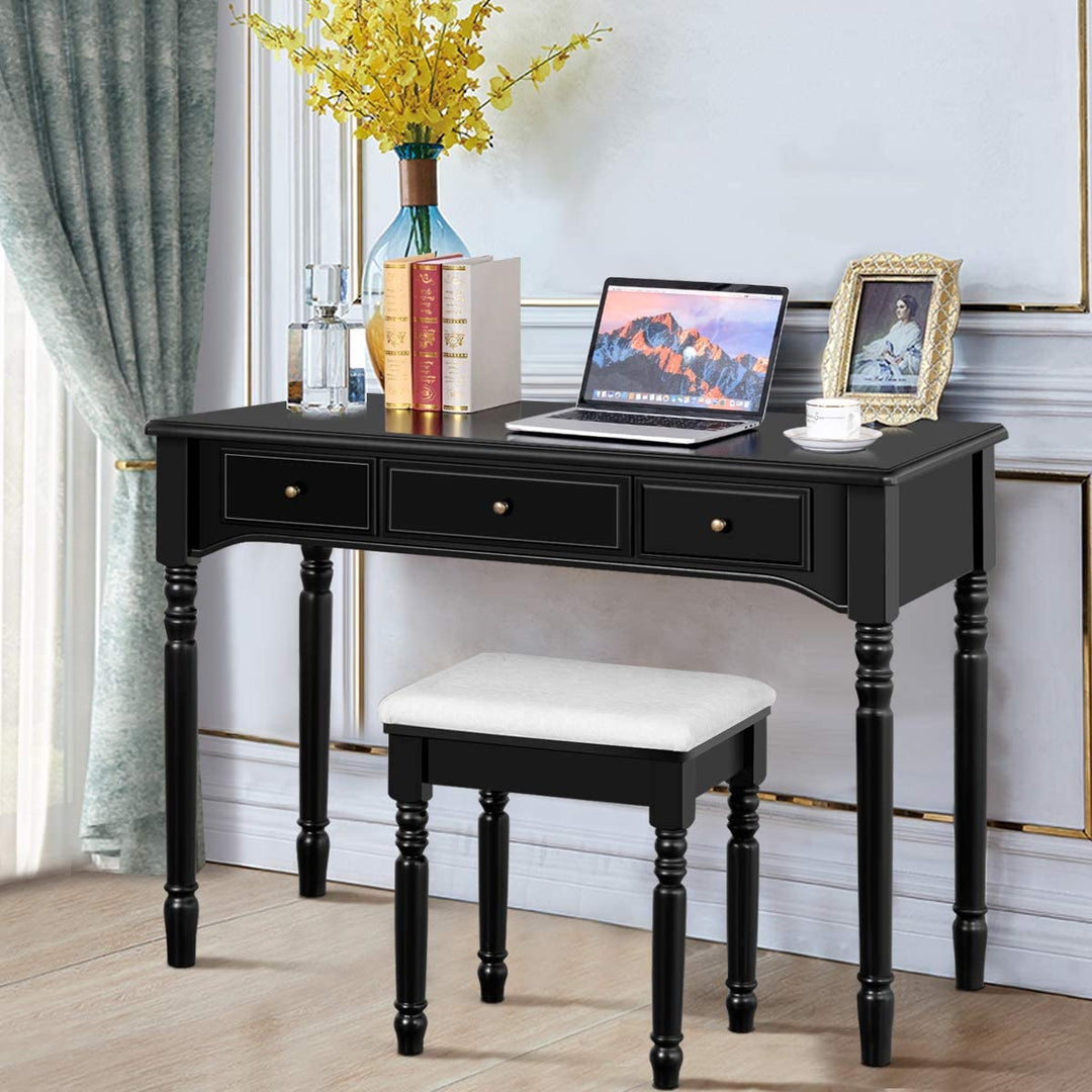 Vanity Set with Tri-Folding Mirror &amp; 8 Necklace Hooks, 7 Drawers, 2 Dividers, 6 Desktop Makeup Organizers - Giantexus