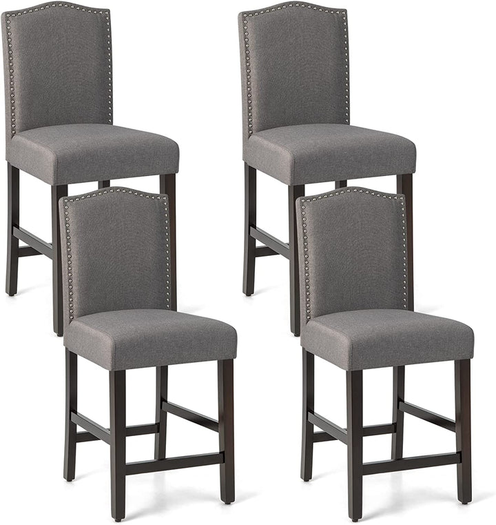 Giantex Bar Stools Set of 2, 25" Counter Height Bar Dining Chairs with Rubber Wood Legs