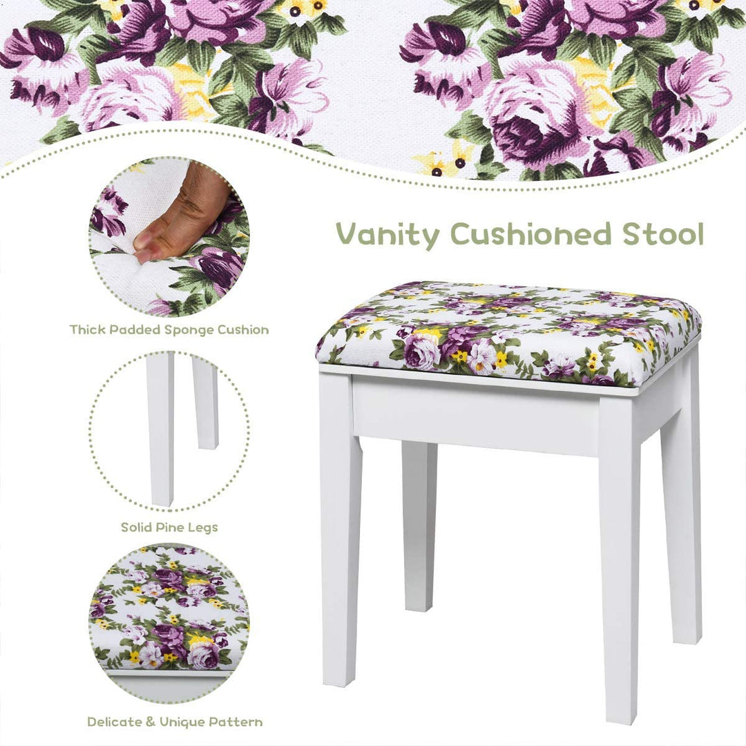 CHARMAID Vanity Set with Flip Top Mirror and 3 Drawers &amp;7 Compartments, White - Giantexus
