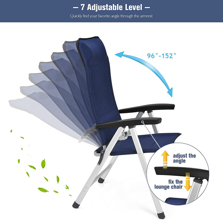 Giantex Patio Dining Chair with Adjust Portable Headrest-Blue
