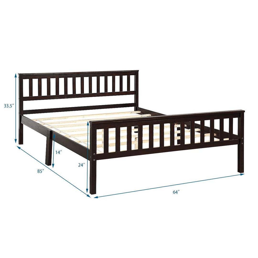 Giantex Queen Size Wood Slats Great Support with Six Legs, No Box Spring Needed, Antique Espresso