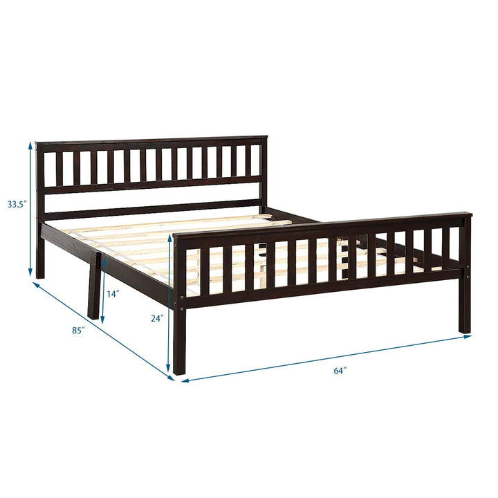 Giantex Queen Size Wood Slats Great Support with Six Legs, No Box Spring Needed, Antique Espresso