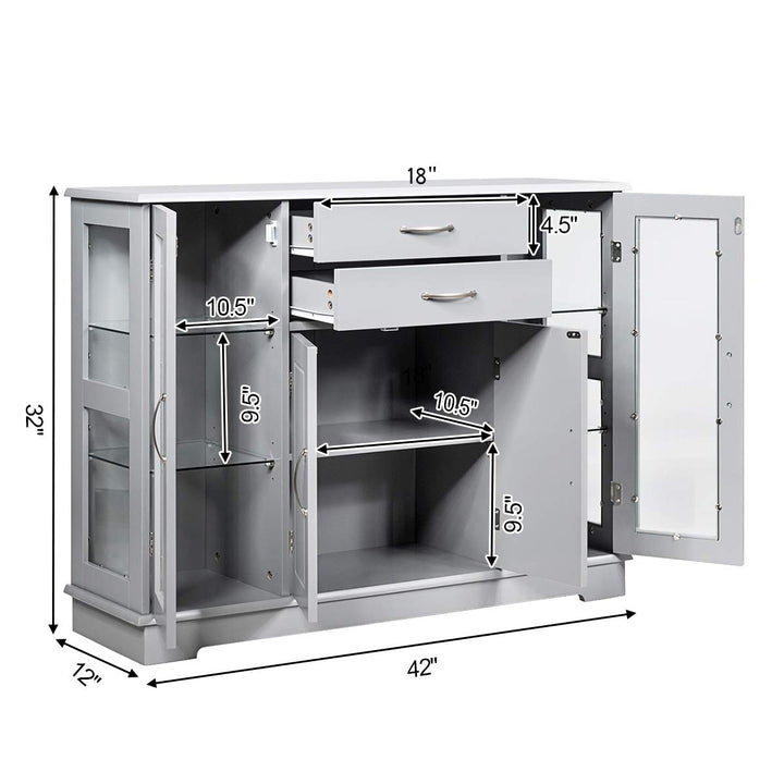 Giantex Sideboard Buffet Server Storage Cabinet W/ 2 Drawers