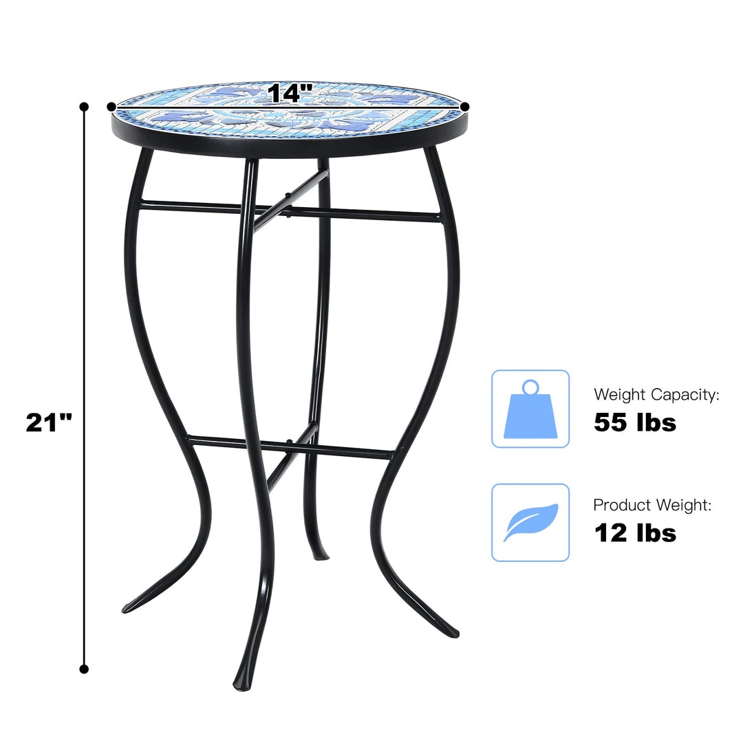Giantex Folding Mosaic Patio Table, 14&