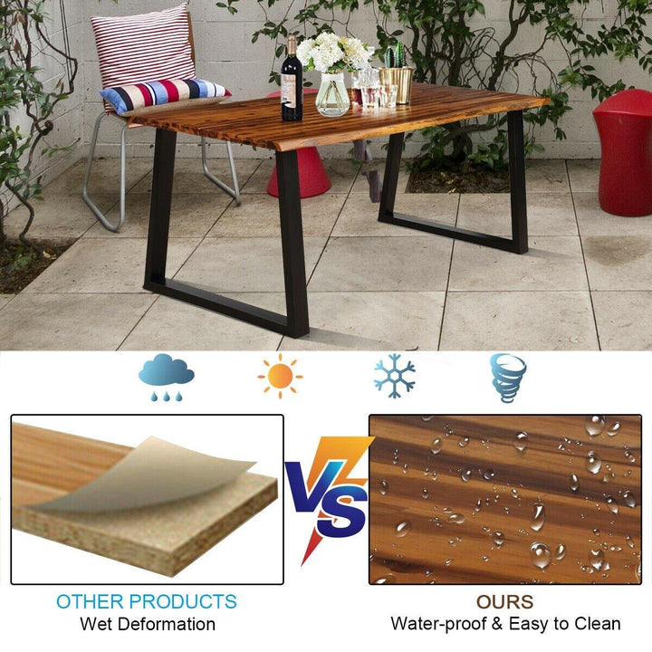 Rectangular Acacia Wood Dining Table Rustic Indoor &amp;Outdoor Furniture - Giantexus