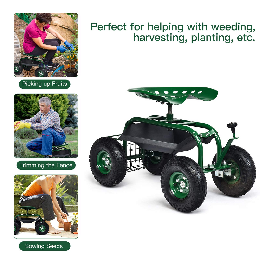 Giantex Mobile Garden Workseat, Lawn Wagon Cart