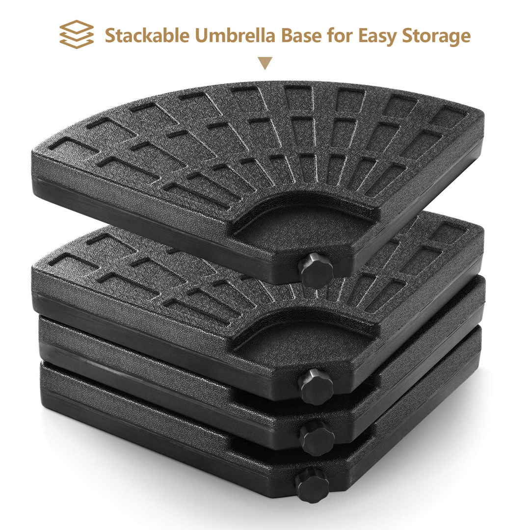 Giantex Patio Offset Umbrella Base Stand w/Sand/Water Filled 4-Pieces Base Plates (Round Base) - Giantexus