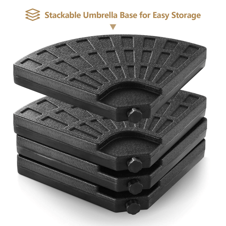 Giantex Patio Offset Umbrella Base Stand w/Sand/Water Filled 4-Pieces Base Plates (Round Base) - Giantexus