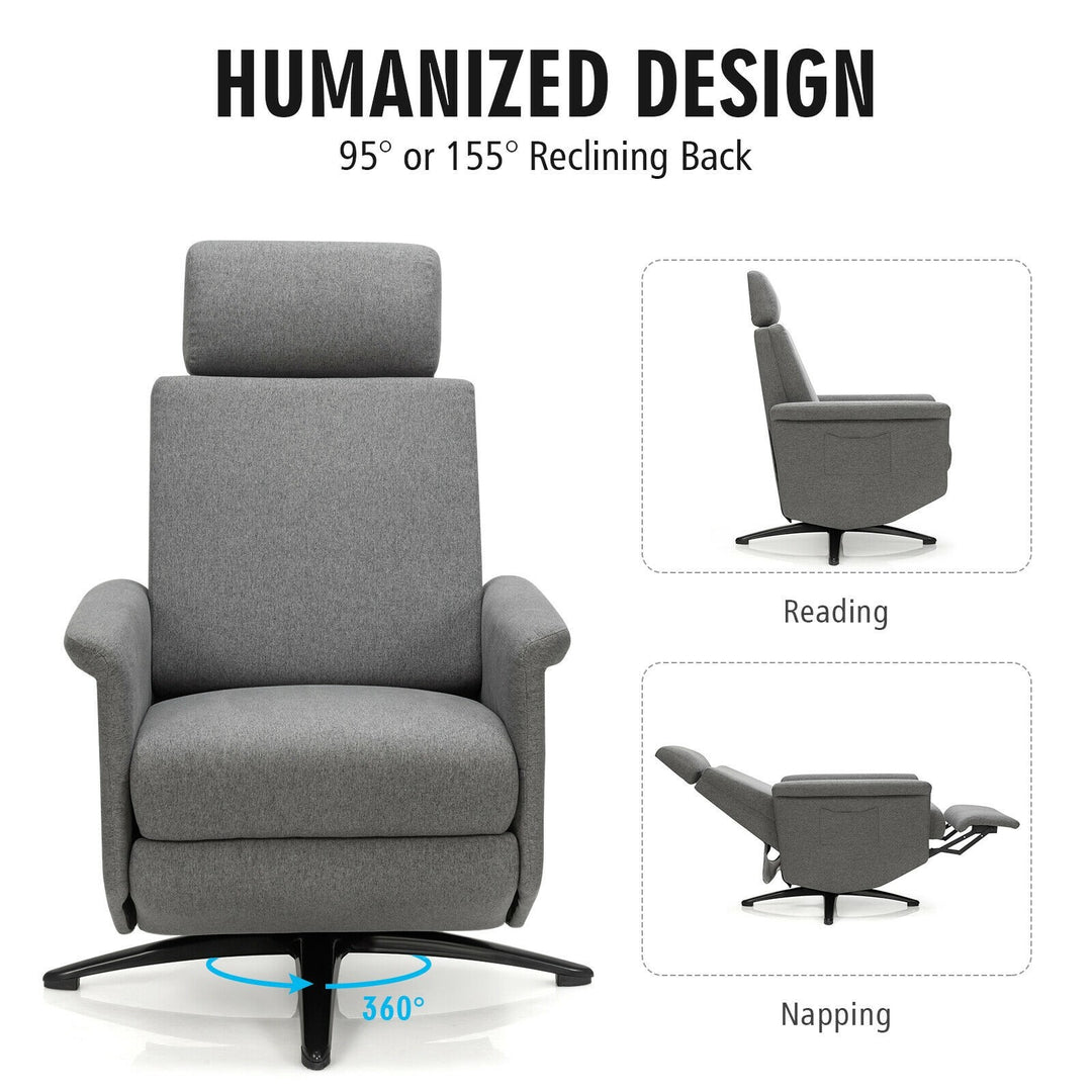 Recliner Chair with Vibration Massage, 360 Degree Swivel Reclining Sofa Chair, Adjustable Headrest &amp; Footrest
