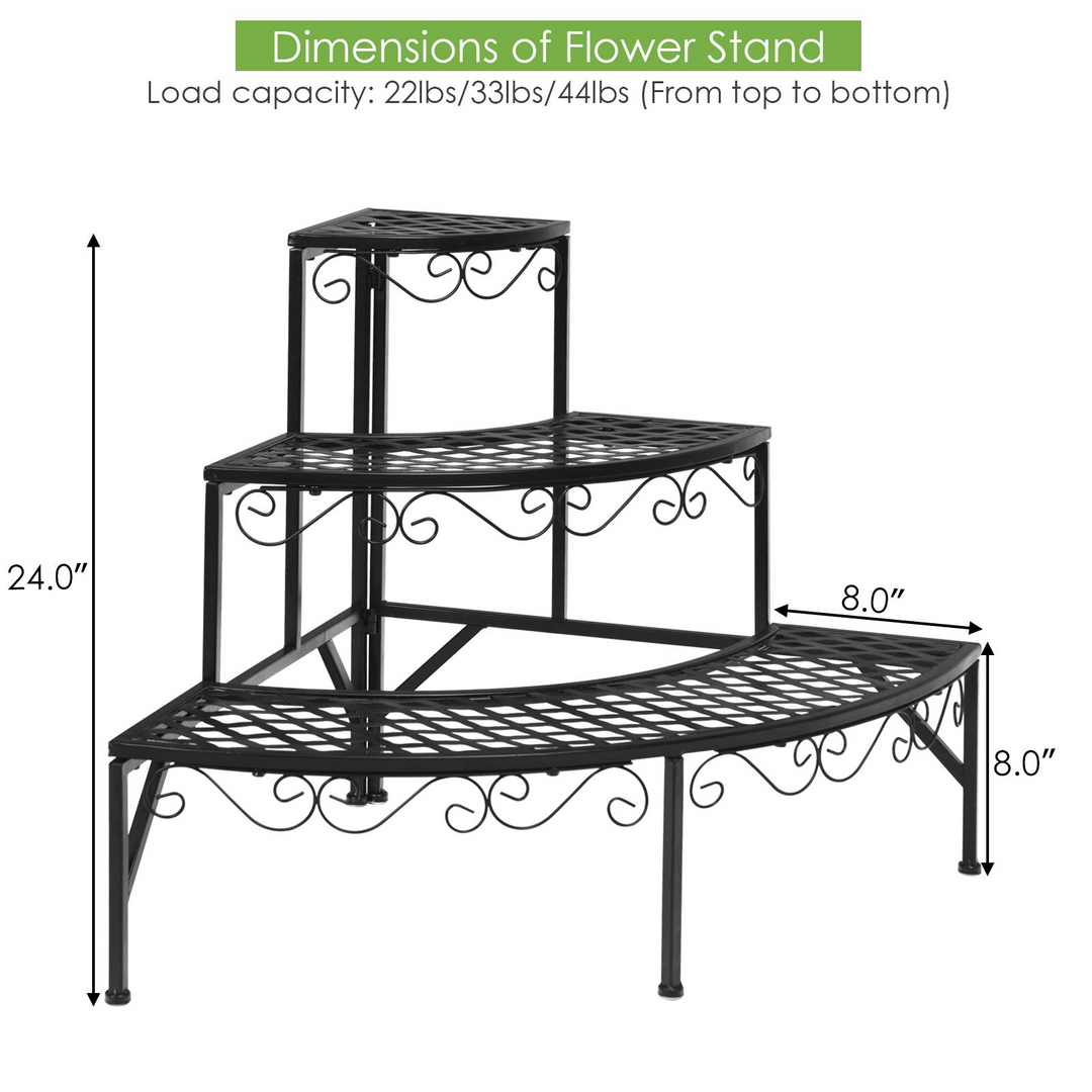 Giantex Corner Plant Stand, 3 Tier Metal Flower Holder, Ladder Potted Corner Shelf