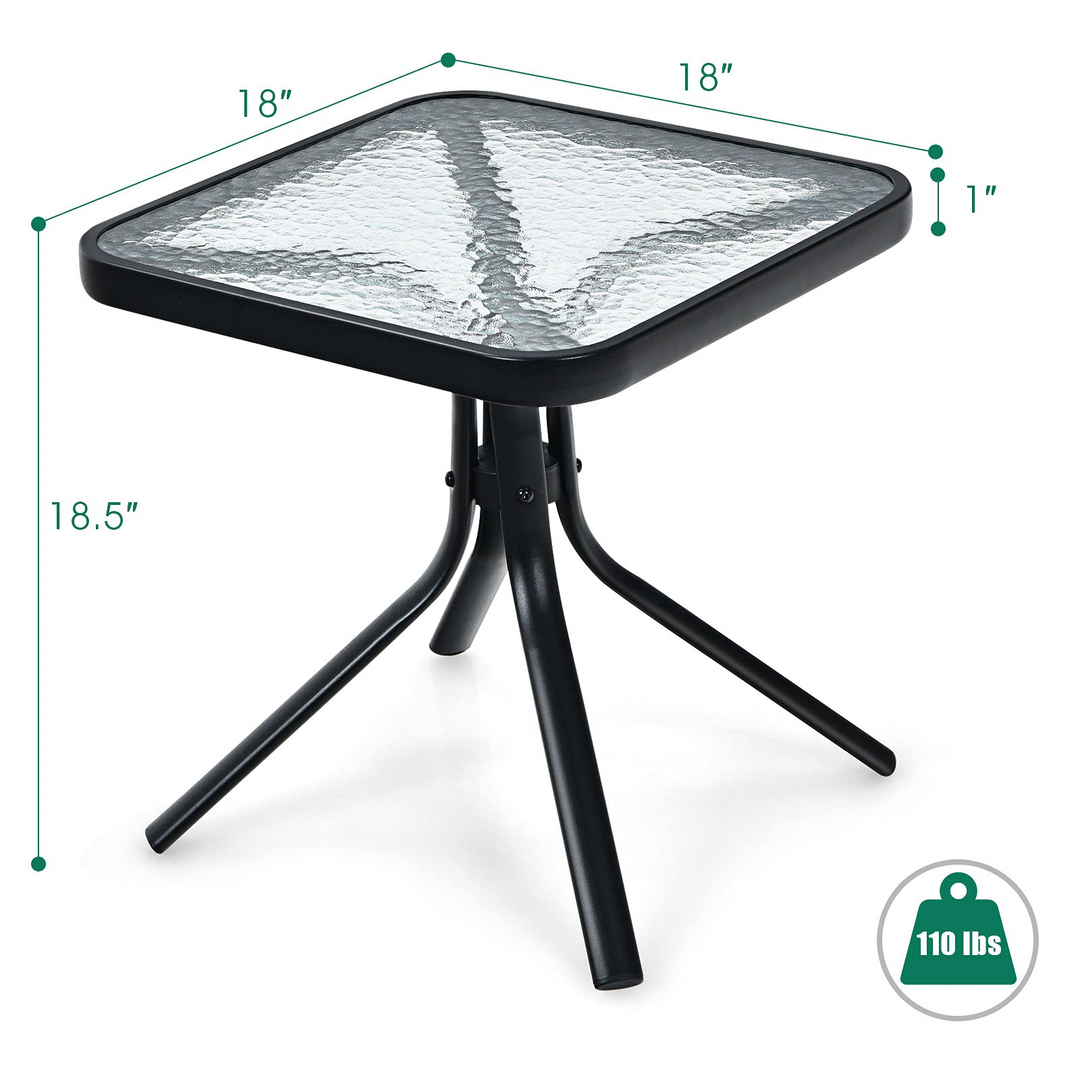 Giantex Patio Bistro Table | Outside Metal Square Bar Dining Table W/Tempered Glass Tabletop for Deck (1/2)